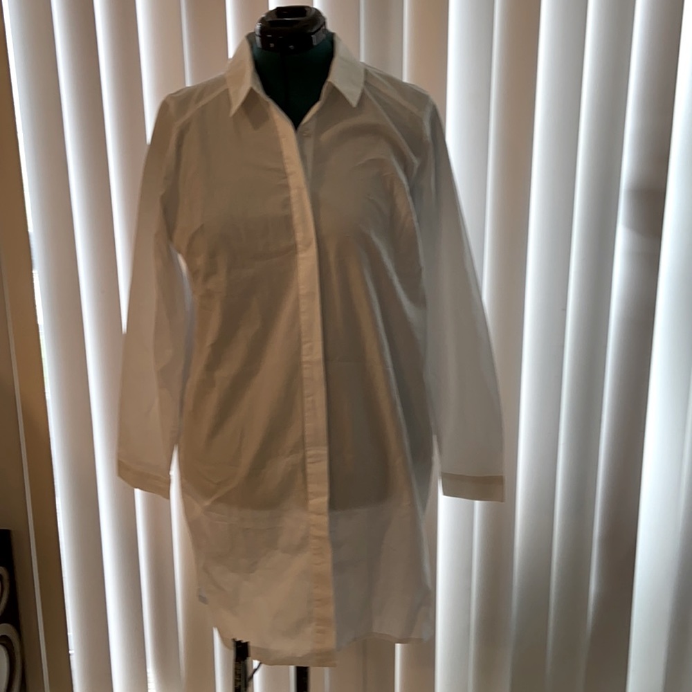 White tunic length blouse